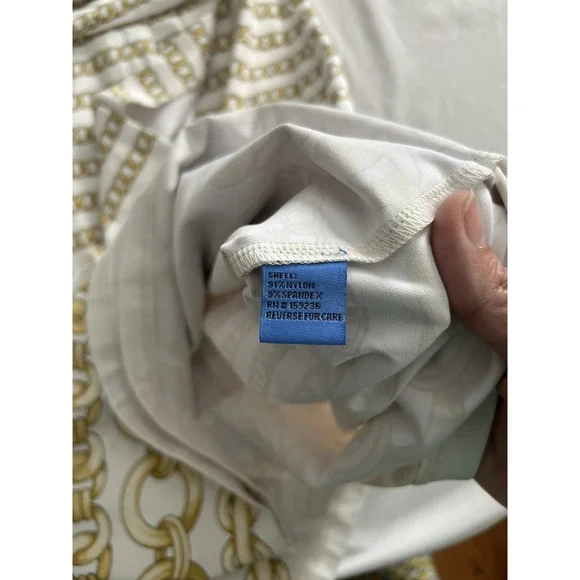 J. McLaughlin Golden Chain Sheath Dress Womens Size XS Ivory Gold Preppy NWT - Picture 4 of 10